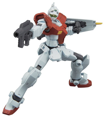 Bandai HG Build Gunpla Mafia model posing with a blaster in right hand, shield in left.