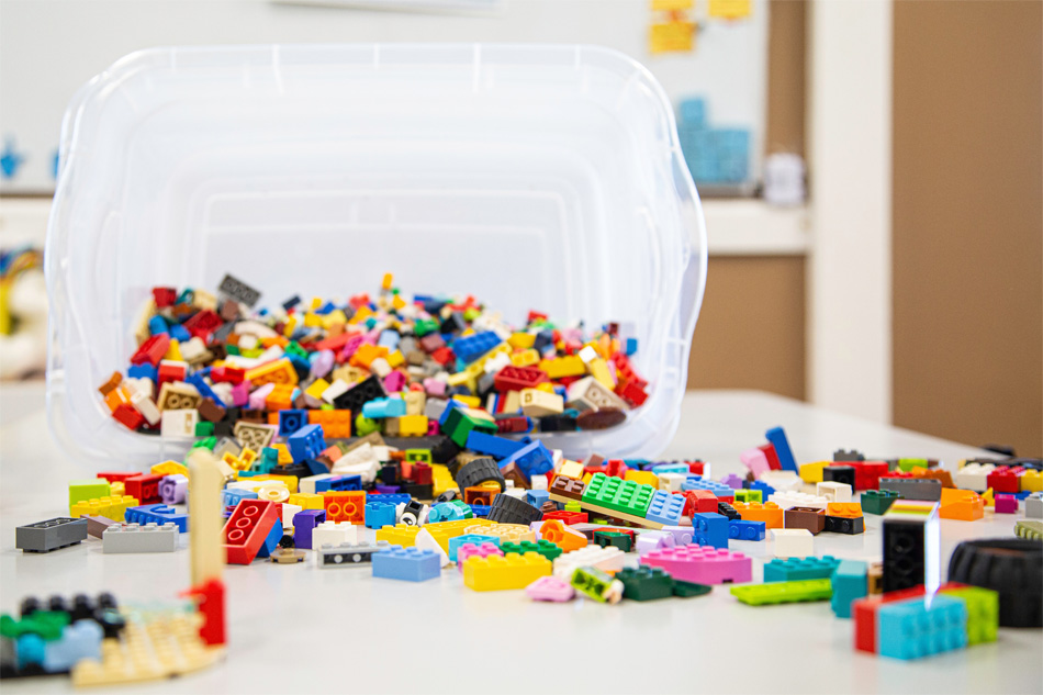 A pile of toy building blocks