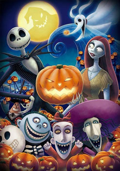 A colorful Nightmare Before Christmas Halloween puzzle.
