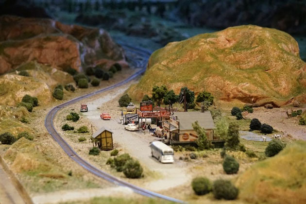 a model train and its scenery