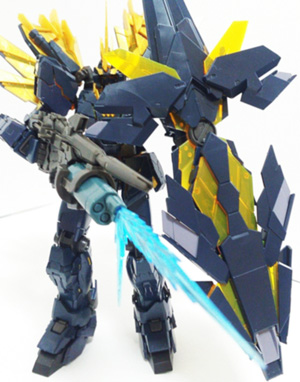 A completed model kit from Gundam Unicorn Banshee Norn 