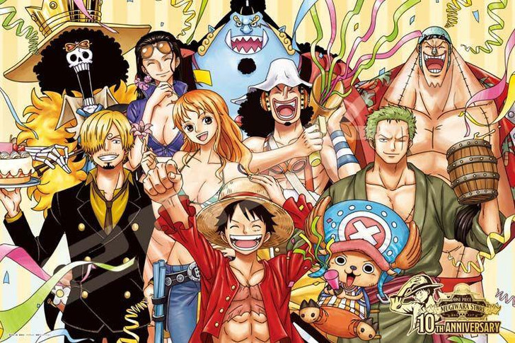 A group photo format of favorite One Piece characters for its 10th anniversary celebration