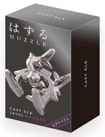A Hanayama Cast Huzzle Cast Elk Puzzle box