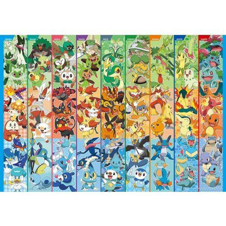 A collection of Pokemon Starter Pokemon arranged by series and type, from Kanto to Paldea