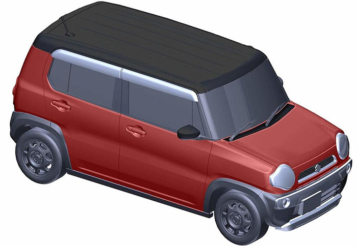 Red, European-style model car kit. 