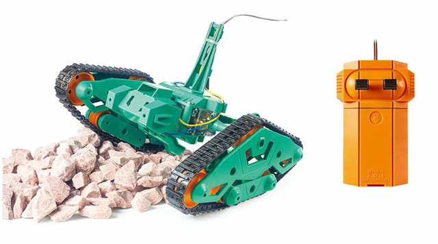 Large, green robot tractor plastic model for beginners